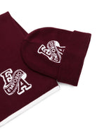 Sciarpa e berretto per bambino Emporio Armani Kids bordeaux con logo in maglia intarsiata EB001678 AF27314 UA343 EMPORIO ARMANI KIDS 
