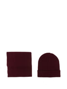 Sciarpa e berretto per bambino Emporio Armani Kids bordeaux con logo in maglia intarsiata EB001678 AF27314 UA343 EMPORIO ARMANI KIDS 