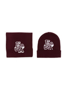 Sciarpa e berretto per bambino Emporio Armani Kids bordeaux con logo in maglia intarsiata EB001678 AF27314 UA343 EMPORIO ARMANI KIDS 