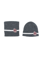 Sciarpa e berretto per neonato Emporio Armani Kids grigio con logo intarsiato EB001679 AF27314 O8035 EMPORIO ARMANI KIDS 