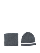 Sciarpa e berretto per neonato Emporio Armani Kids grigio con logo intarsiato EB001679 AF27314 O8035 EMPORIO ARMANI KIDS 