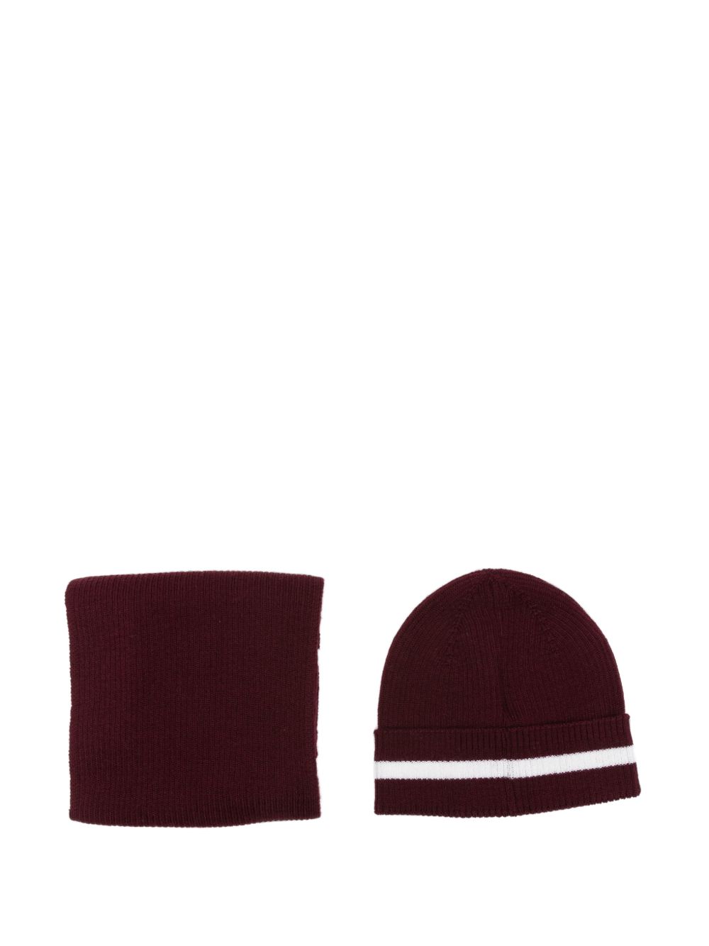 Set di sciarpe a righe per neonato Emporio Armani Kids bordeaux con ricamo logo EB001679 AF27314 UA343 EMPORIO ARMANI KIDS 