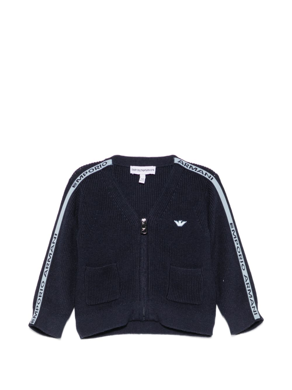 Cardigan per neonato Emporio Armani Kids blu con zip e logo EB001685 AF27315 UB118 EMPORIO ARMANI KIDS 