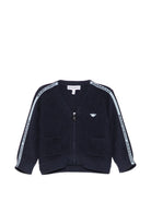 Cardigan per neonato Emporio Armani Kids blu con zip e logo EB001685 AF27315 UB118 EMPORIO ARMANI KIDS 