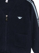 Cardigan per neonato Emporio Armani Kids blu con zip e logo EB001685 AF27315 UB118 EMPORIO ARMANI KIDS 