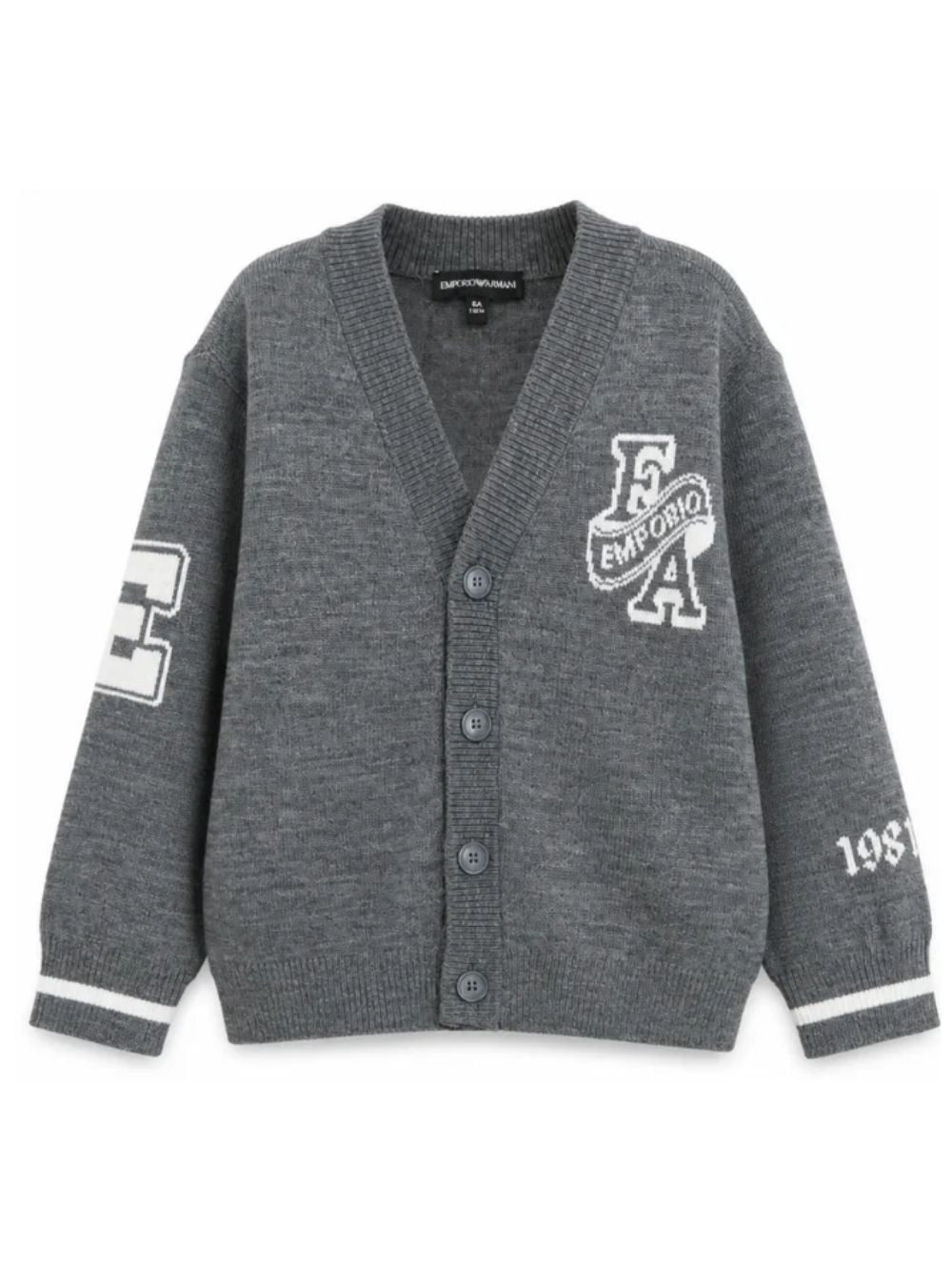 Cardigan per bambino Emporio Armani Kids grigio a maniche lunghe EB001686 AF27314 O8035 EMPORIO ARMANI KIDS 