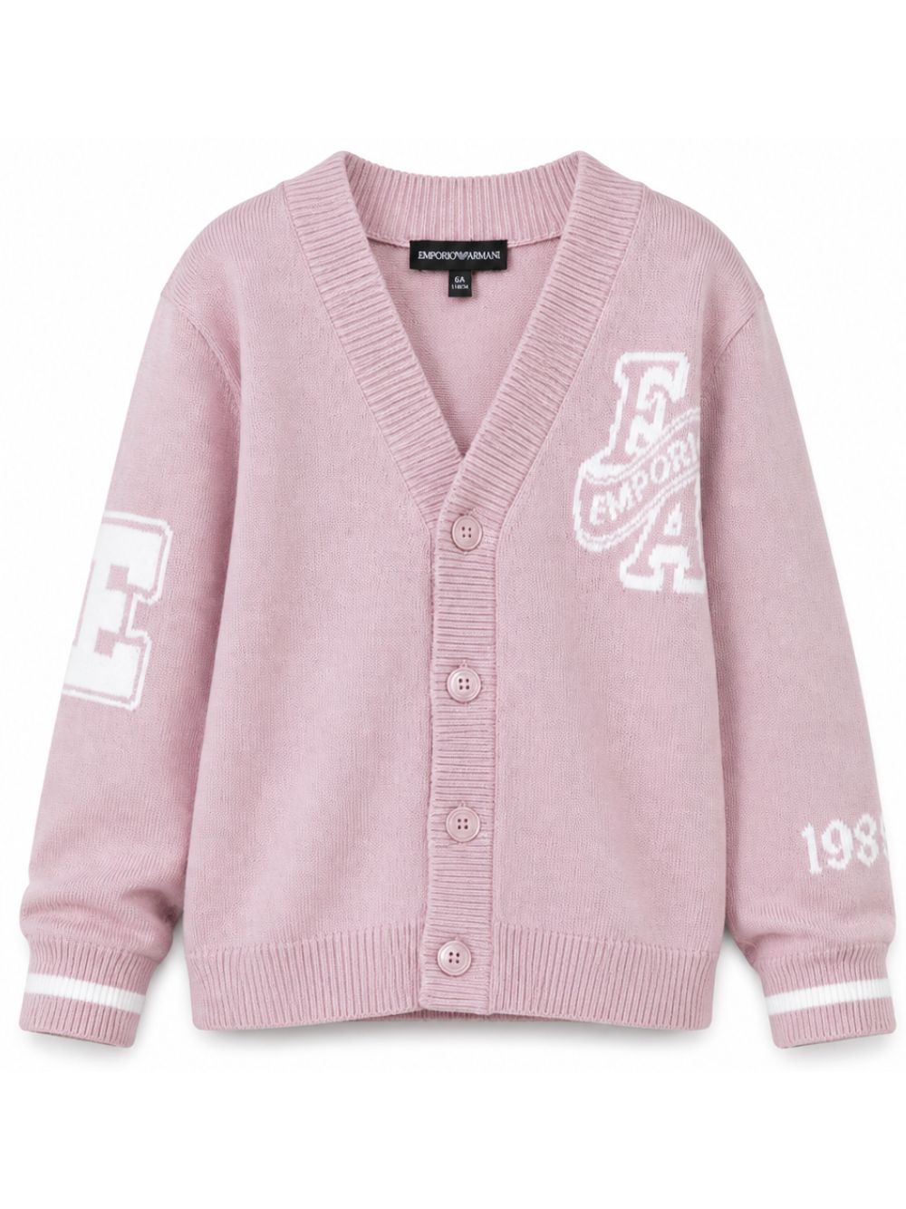 Cardigan per bambina Emporio Armani Kids rosa con decorazioni ricamate EB001686 AF27314 UA266 EMPORIO ARMANI KIDS 