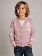 Cardigan per bambina Emporio Armani Kids rosa con decorazioni ricamate EB001686 AF27314 UA266 EMPORIO ARMANI KIDS 