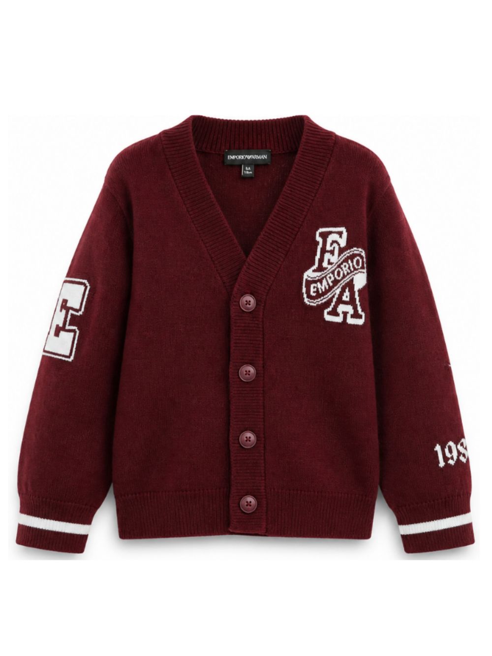 Cardigan per bambino Emporio Armani Kids bordeaux a maniche lunghe EB001686 AF27314 UA343 EMPORIO ARMANI KIDS 