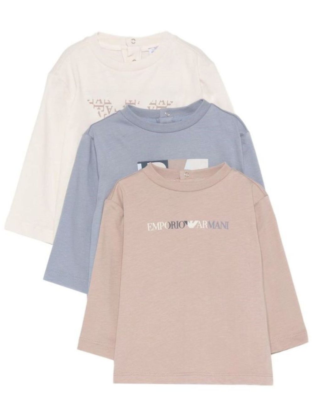 Set di tre t-shirt per neonato Emporio Armani Kids multicolore con logo sul davanti EB001923 AF16162 M9136 EMPORIO ARMANI KIDS 