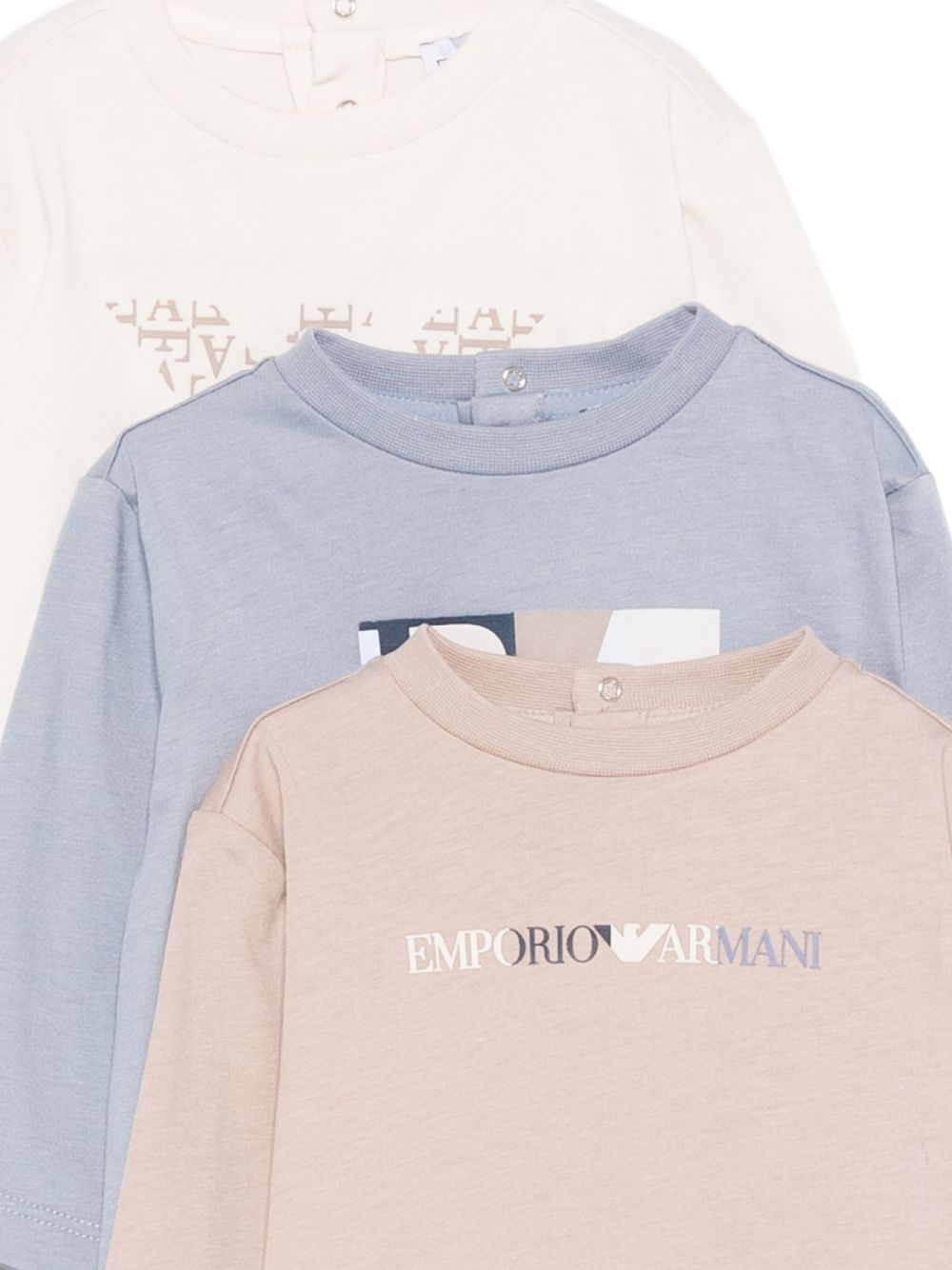 Set di tre t-shirt per neonato Emporio Armani Kids multicolore con logo sul davanti EB001923 AF16162 M9136 EMPORIO ARMANI KIDS 