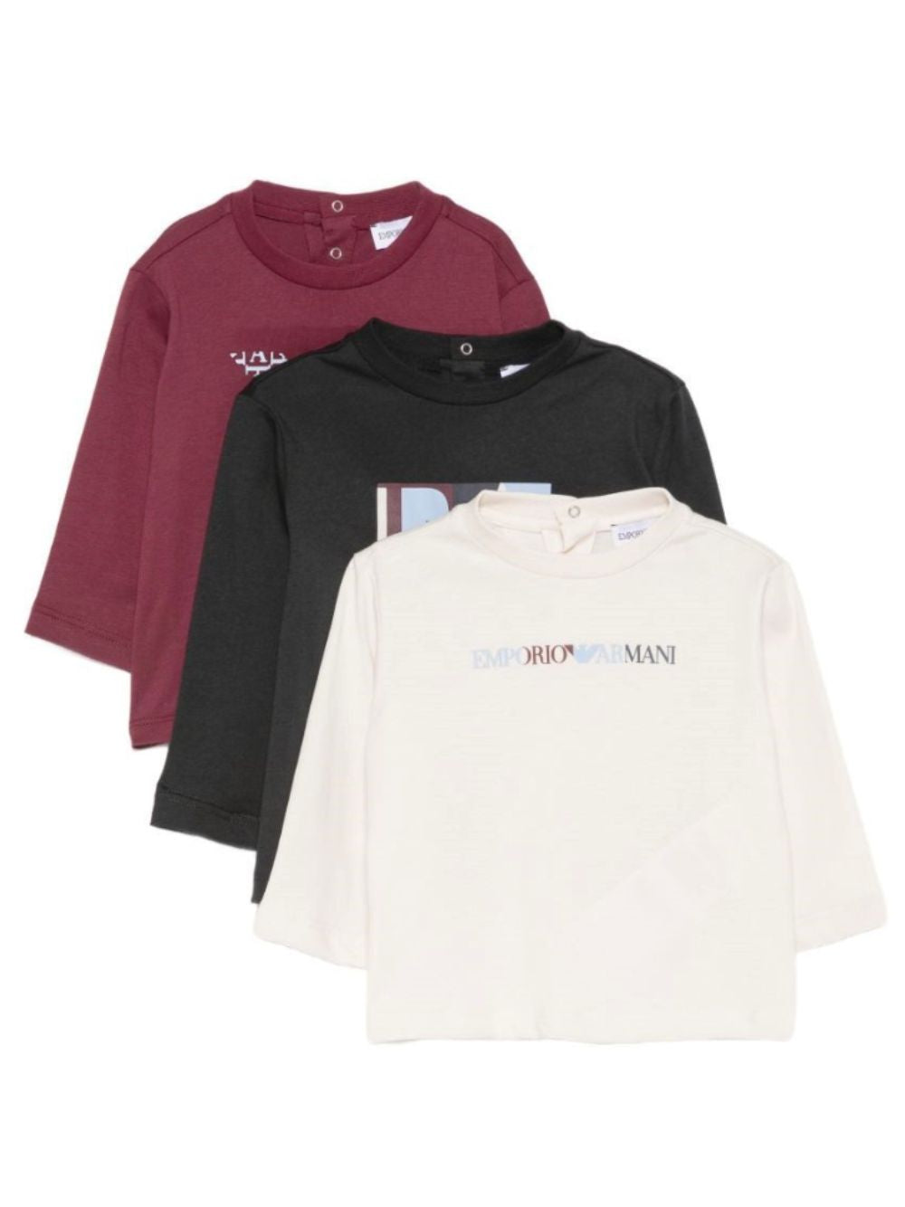 Set tre t-shirt per neonato Emporio Armani Kids multicolore a maniche lunghe EB001923 AF16162 MZ978 EMPORIO ARMANI KIDS 