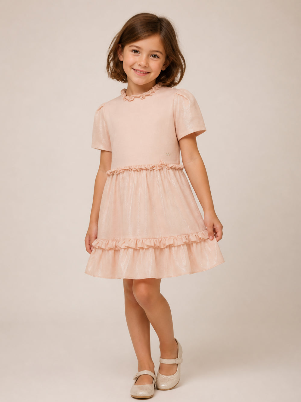 Abito per bambina Emporio Armani Kids rosa chiaro con effetto brillante EG000835 AF26324 U4133 EMPORIO ARMANI KIDS 