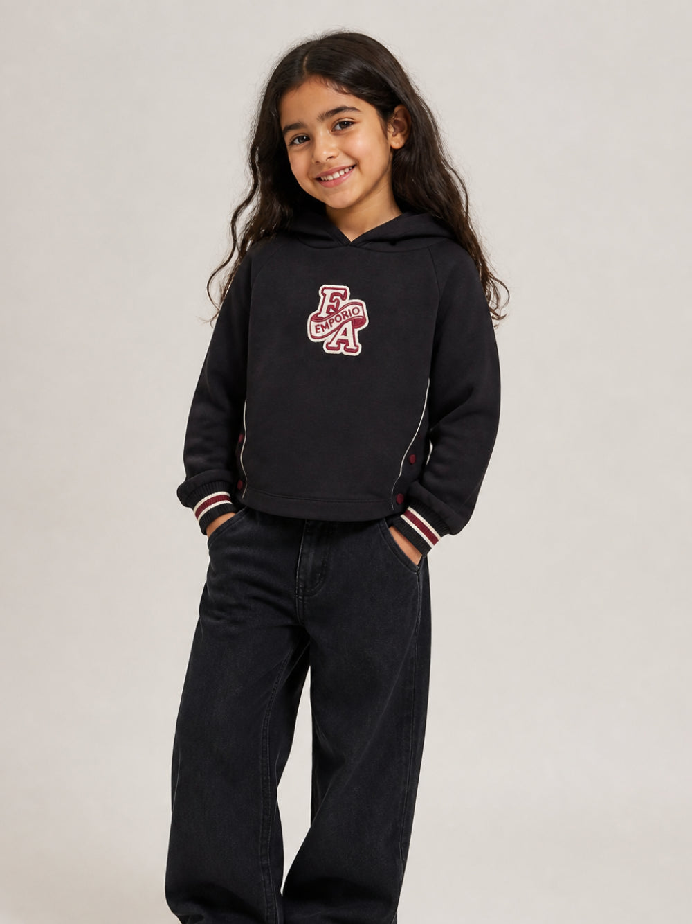 Felpa per bambina Emporio Armani Kids blu navy con logo EG000847 AF10126 UB118 EMPORIO ARMANI KIDS 
