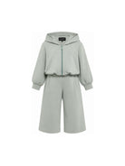 Tuta per bambina Emporio Armani Kids verde salvia con cappuccio e logo EG000867 AF16133 U9019 EMPORIO ARMANI KIDS 