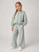 Tuta per bambina Emporio Armani Kids verde salvia con cappuccio e logo EG000867 AF16133 U9019 EMPORIO ARMANI KIDS 