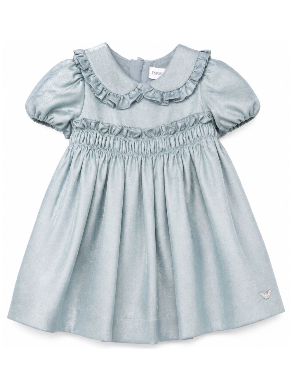 Abito per neonata Emporio Armani Kids azzurro chiaro con finiture arricciate EG000879 AF26324 U8061 EMPORIO ARMANI KIDS 