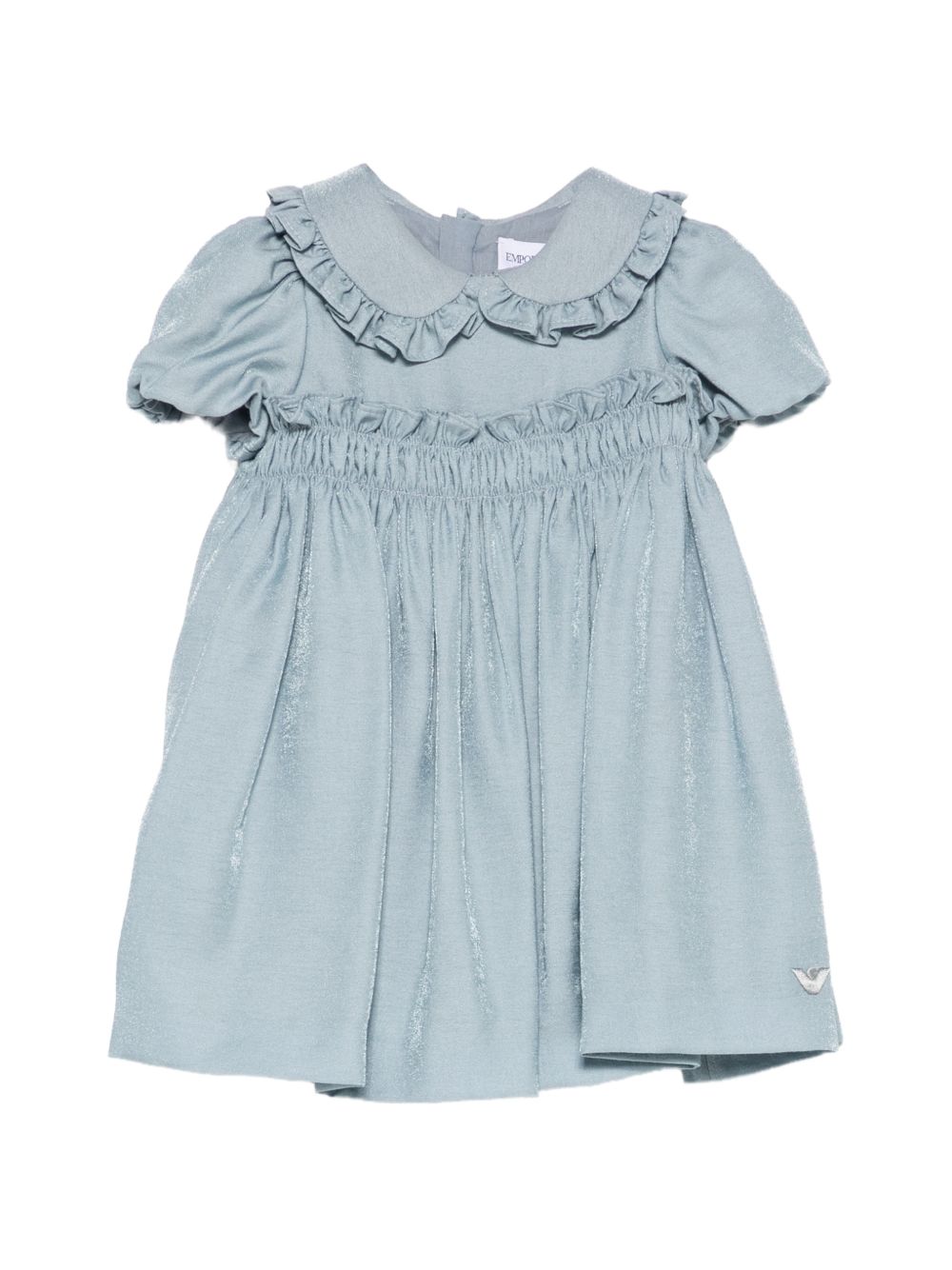 Abito per neonata Emporio Armani Kids azzurro chiaro con finiture arricciate EG000879 AF26324 U8061 EMPORIO ARMANI KIDS 