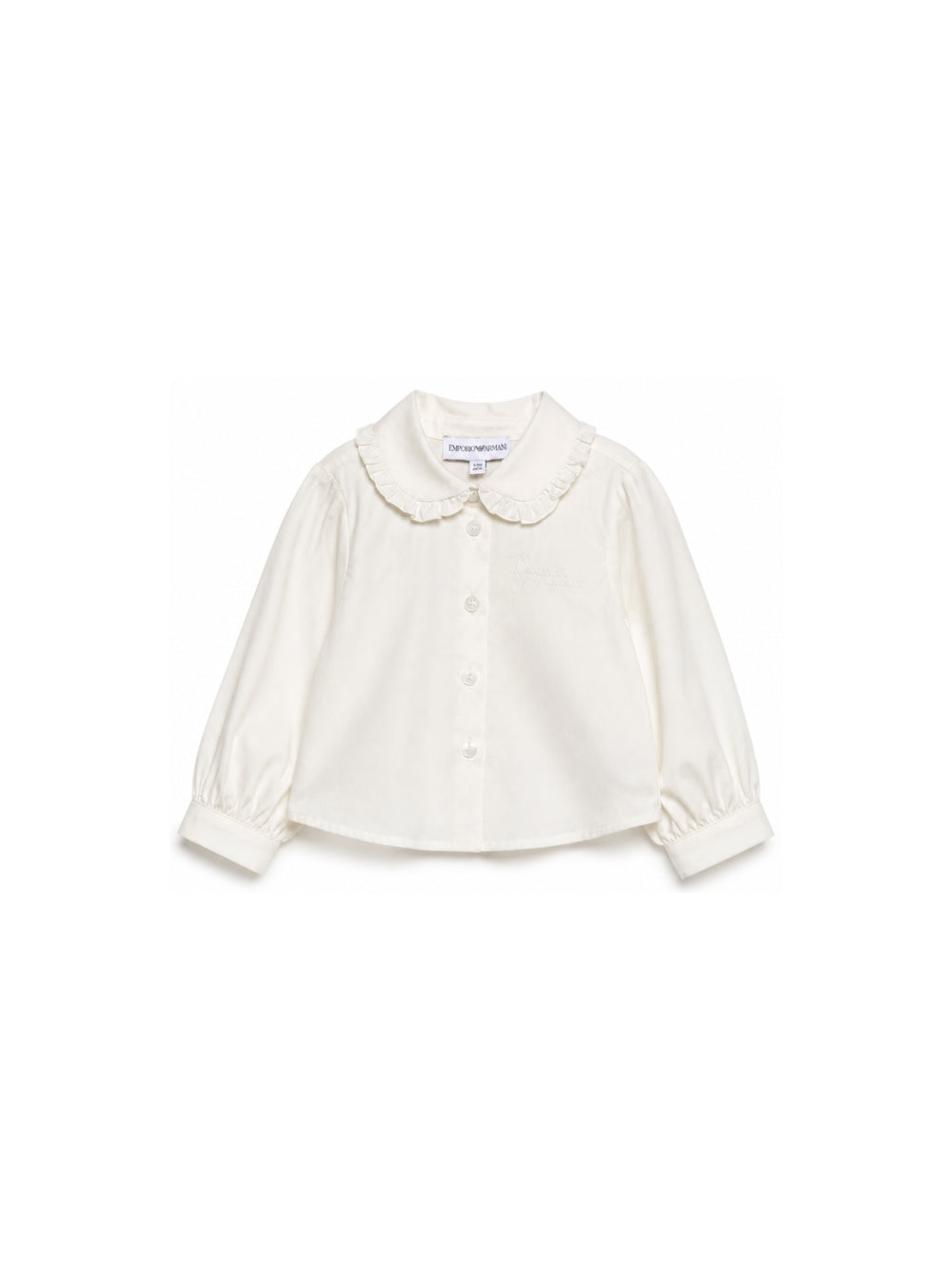 Camicia per neonata Emporio Armani Kids bianco sporco con logo ricamato EG000920 AF16583 U0003 EMPORIO ARMANI KIDS 