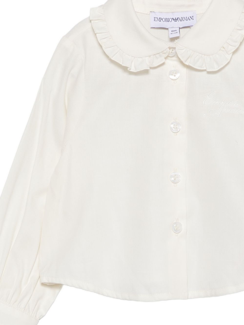 Camicia per neonata Emporio Armani Kids bianco sporco con logo ricamato EG000920 AF16583 U0003 EMPORIO ARMANI KIDS 