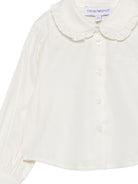 Camicia per neonata Emporio Armani Kids bianco sporco con logo ricamato EG000920 AF16583 U0003 EMPORIO ARMANI KIDS 