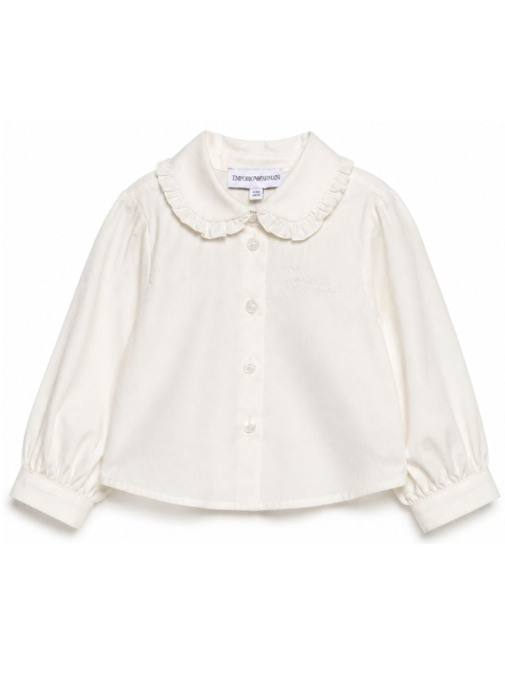 Camicia per neonata Emporio Armani Kids bianco sporco con logo ricamato EG000920 AF16583 U0003 EMPORIO ARMANI KIDS 