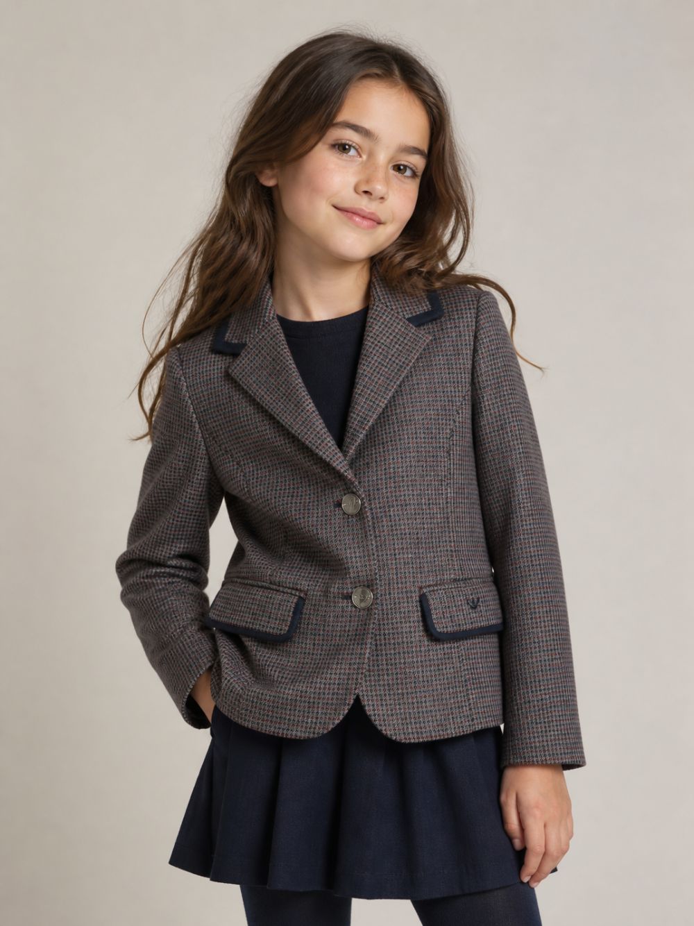 Giacca per bambina Emporio Armani Kids multicolore con motivo pied de poule EG000948 AF26957 F8045 EMPORIO ARMANI KIDS 