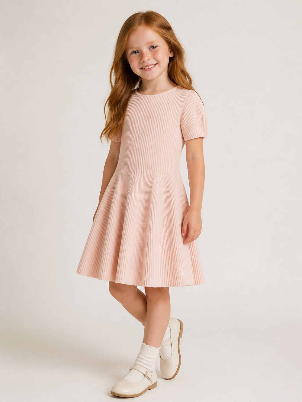 Abito per bambina Emporio Armani Kids rosa a coste con scollo rotondo EG000996 AF27580 U4133 EMPORIO ARMANI KIDS 