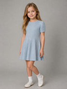Abito per bambina Emporio Armani Kids azzurro svasato a coste EG000996 AF27580 U8061 EMPORIO ARMANI KIDS 