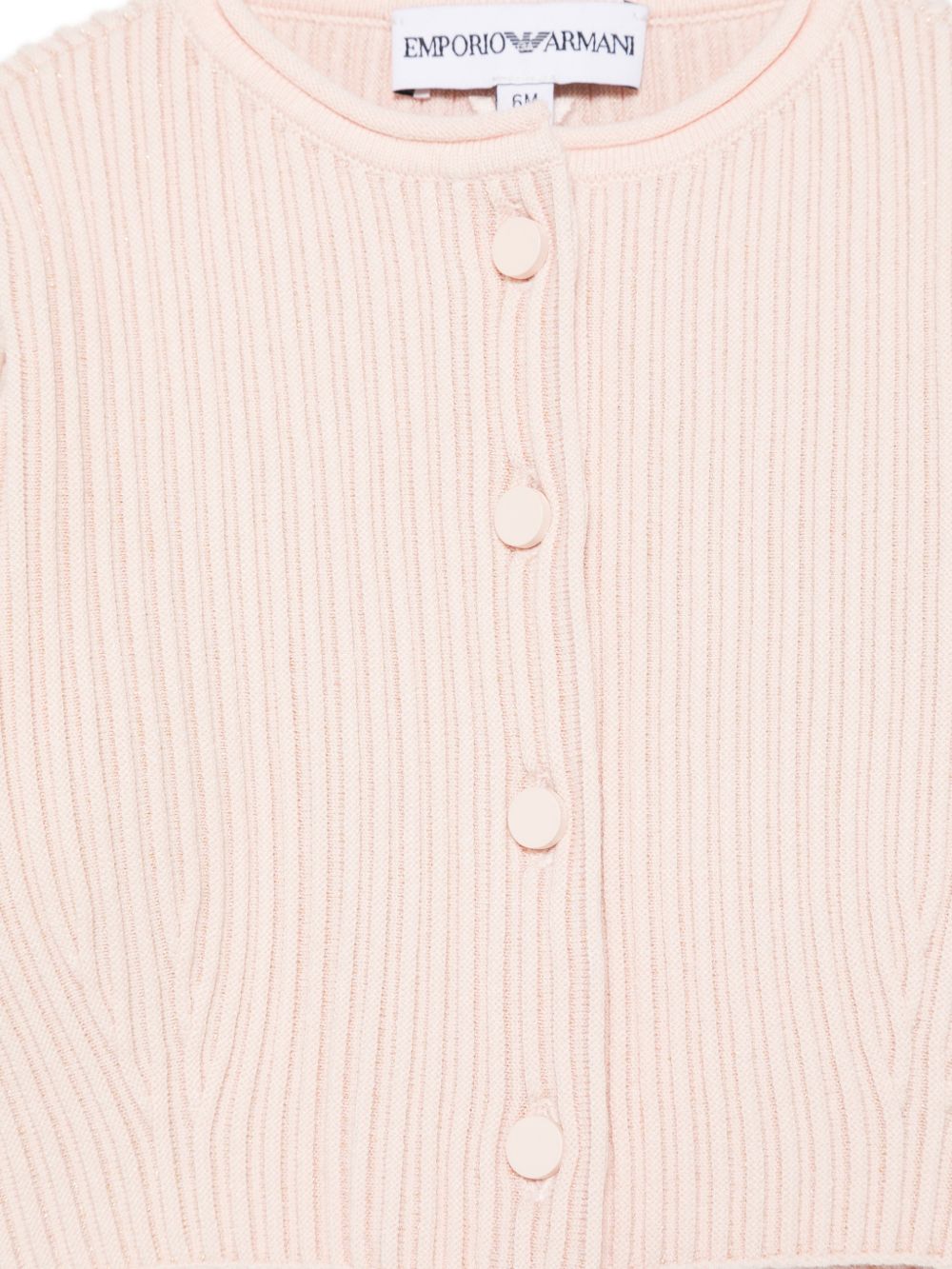 Cardigan per neonata Emporio Armani Kids rosa chiaro corto a coste EG001193 AF27580 U4133 EMPORIO ARMANI KIDS 