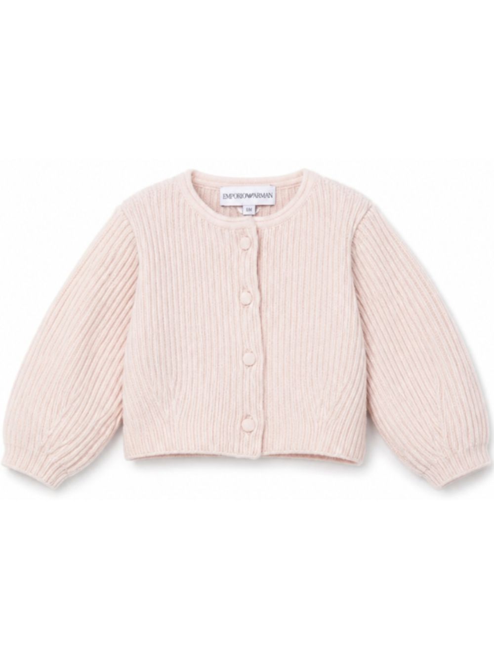 Cardigan per neonata Emporio Armani Kids rosa chiaro corto a coste EG001193 AF27580 U4133 EMPORIO ARMANI KIDS 