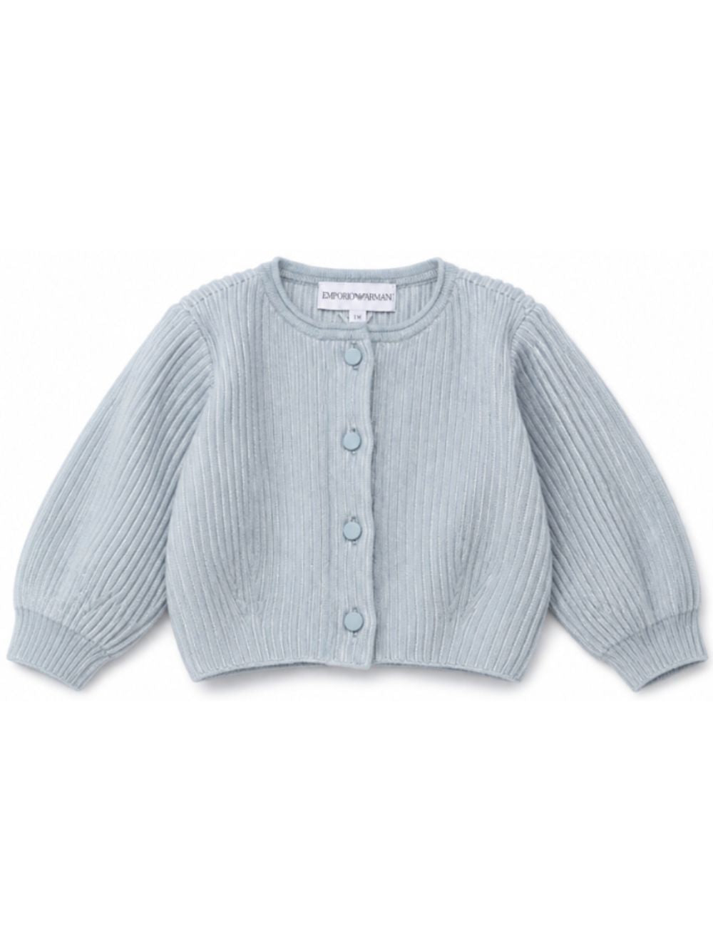 Cardigan per neonata Emporio Armani Kids azzurro  corto a coste EG001193 AF27580 U8061 EMPORIO ARMANI KIDS 