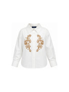 Camicia per bambina Ermanno Scervino Kids bianca con ricamo a fiori Z1H304 8126 0103 ERMANNO SCERVINO KIDS 