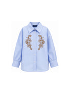 Camicia per bambina Ermanno Scervino Kids azzurra con ricamo a fiori Z1H304 8126 0158 ERMANNO SCERVINO KIDS 