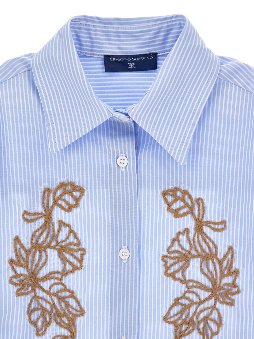 Camicia per bambina Ermanno Scervino Kids azzurra con ricamo a fiori Z1H304 8126 0158 ERMANNO SCERVINO KIDS 