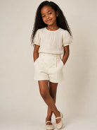 Shorts per bambina Ermanno Scervino Kids bianco con trama a coste Z1H408 8855 0001 ERMANNO SCERVINO KIDS 