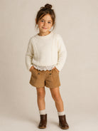 Shorts per bambina Ermanno Scervino Kids beige con trama a coste Z1H408 8855 0003 ERMANNO SCERVINO KIDS 