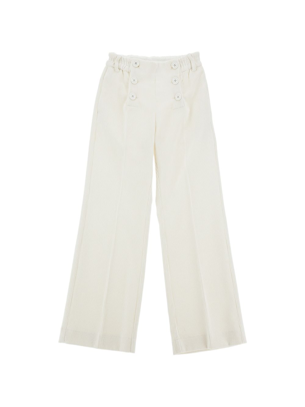 Pantaloni per bambina Ermanno Scervino Kids bianchi con trama a coste Z1H409 8855 0001 ERMANNO SCERVINO KIDS 