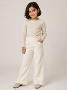 Pantaloni per bambina Ermanno Scervino Kids bianchi con trama a coste Z1H409 8855 0001 ERMANNO SCERVINO KIDS 