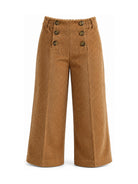 Pantaloni per bambina Ermanno Scervino Kids beige con trama a coste Z1H409 8855 0003 ERMANNO SCERVINO KIDS 