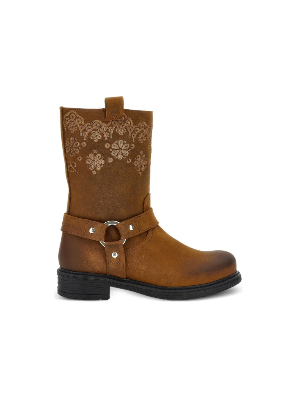 Stivali per bambina Ermanno Scervino Kids marrone con ricamo a fiori Z8H006 8790 0006 ERMANNO SCERVINO KIDS 