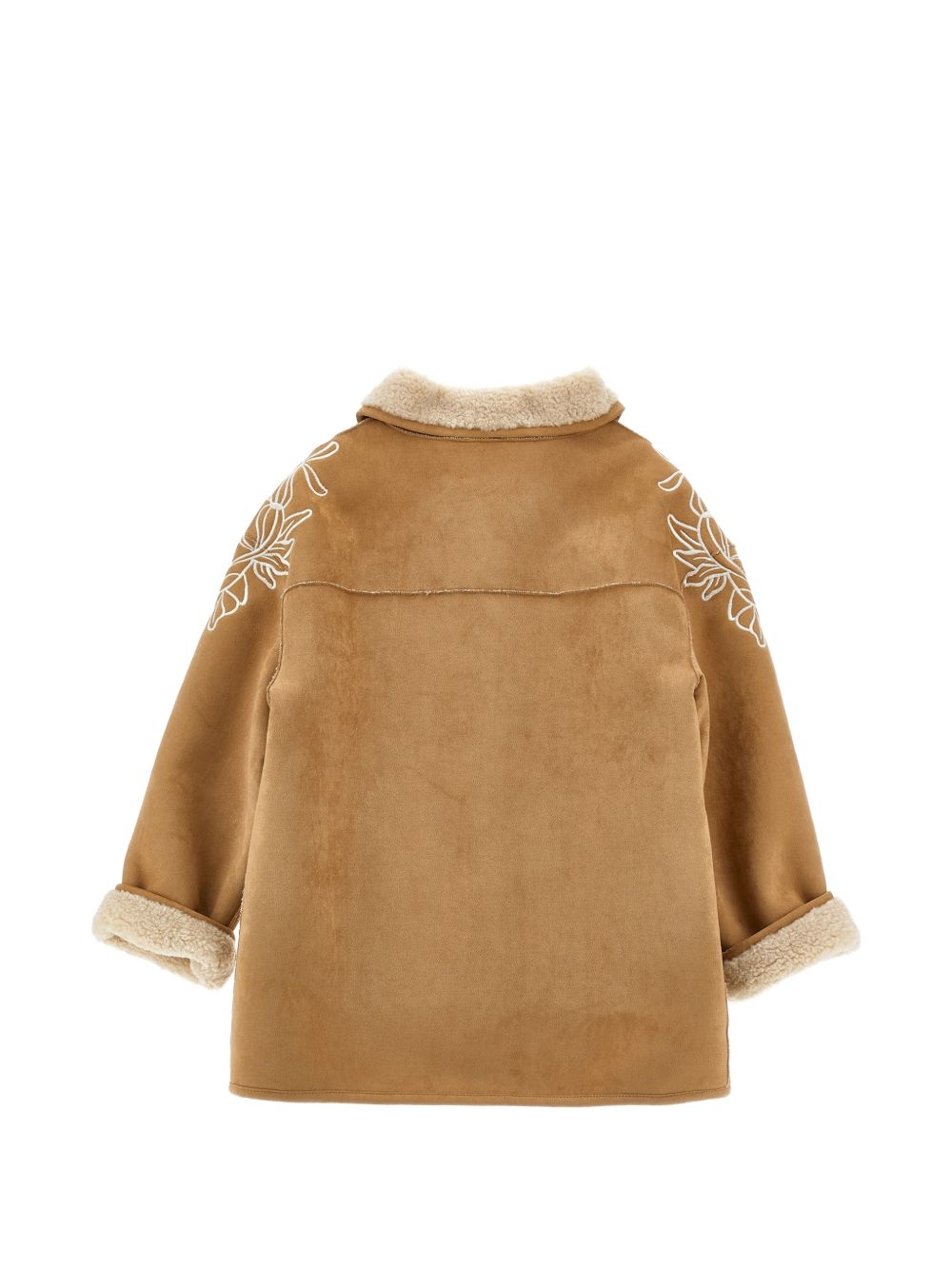 Cappotto per bambina Ermanno Scervino Kids marrone con finitura in pelle sintetica scamosciata Z9H103 8093 0003 ERMANNO SCERVINO KIDS 