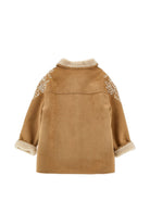 Cappotto per bambina Ermanno Scervino Kids marrone con finitura in pelle sintetica scamosciata Z9H103 8093 0003 ERMANNO SCERVINO KIDS 