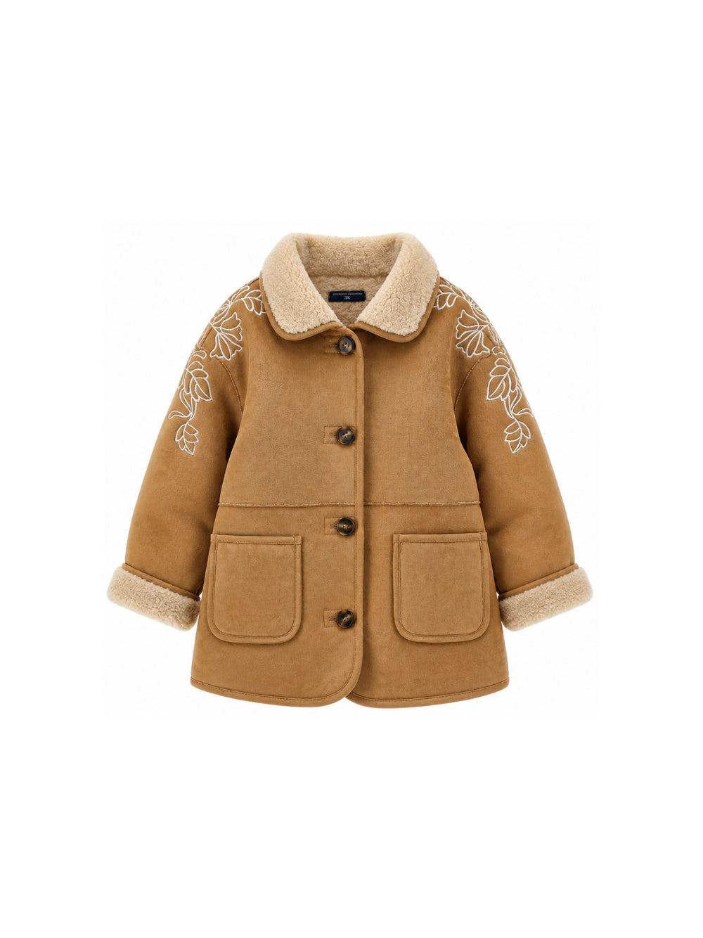 Cappotto per bambina Ermanno Scervino Kids marrone con finitura in pelle sintetica scamosciata Z9H103 8093 0003 ERMANNO SCERVINO KIDS 
