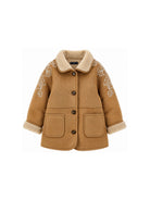 Cappotto per bambina Ermanno Scervino Kids marrone con finitura in pelle sintetica scamosciata Z9H103 8093 0003 ERMANNO SCERVINO KIDS 
