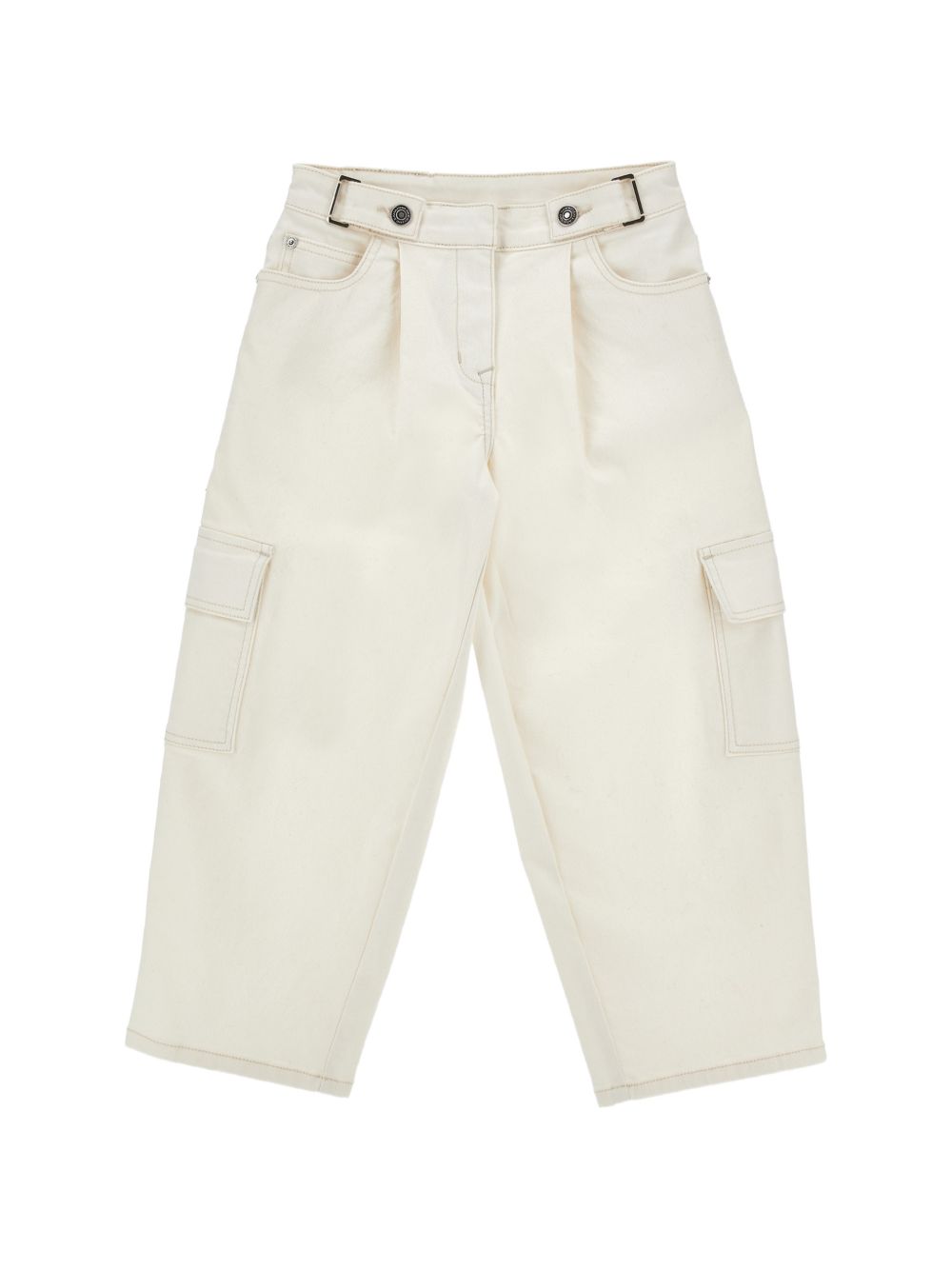 Jeans cargo per bambina Ermanno Scervino Kids bianco con tasche laterali Z9H404 8097 0001 ERMANNO SCERVINO KIDS 