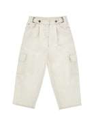 Jeans cargo per bambina Ermanno Scervino Kids bianco con tasche laterali Z9H404 8097 0001 ERMANNO SCERVINO KIDS 