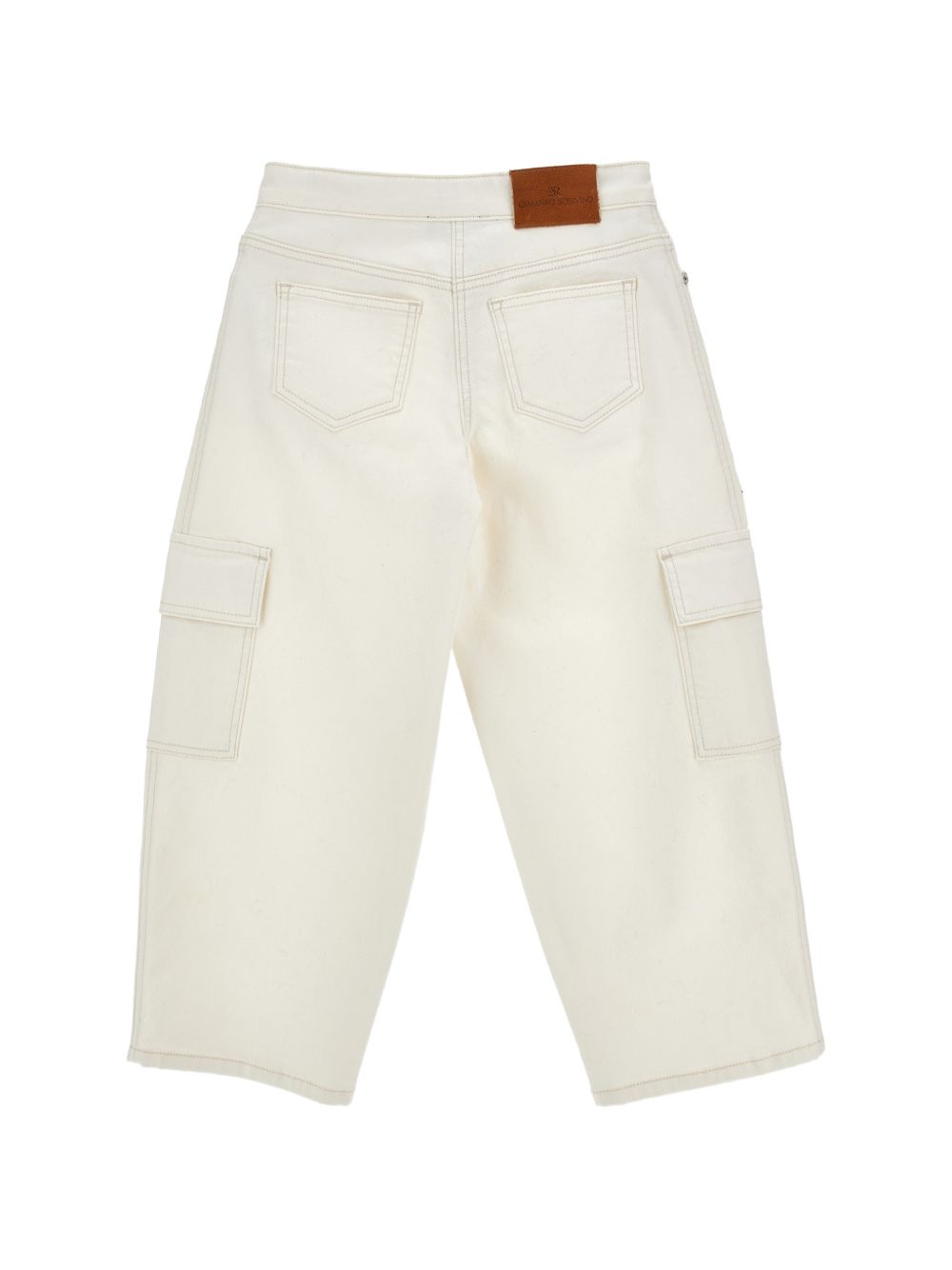 Jeans cargo per bambina Ermanno Scervino Kids bianco con tasche laterali Z9H404 8097 0001 ERMANNO SCERVINO KIDS 