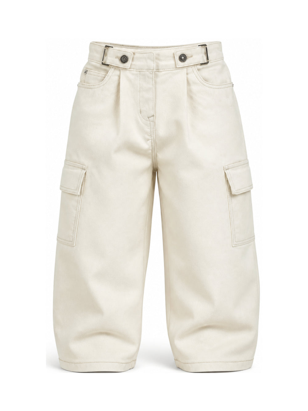Jeans cargo per bambina Ermanno Scervino Kids bianco con tasche laterali Z9H404 8097 0001 ERMANNO SCERVINO KIDS 