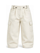 Jeans cargo per bambina Ermanno Scervino Kids bianco con tasche laterali Z9H404 8097 0001 ERMANNO SCERVINO KIDS 